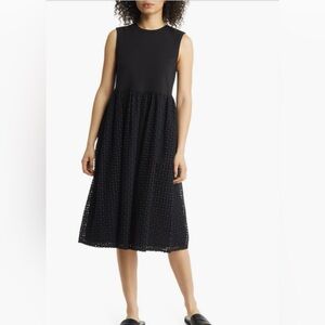 Nordstrom Black Mixed Media Midi Sundress, size M